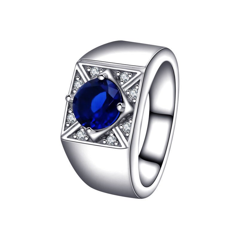 Fashionable All - match High - grade Blue Gemstone Women's Ring - AmiraMart