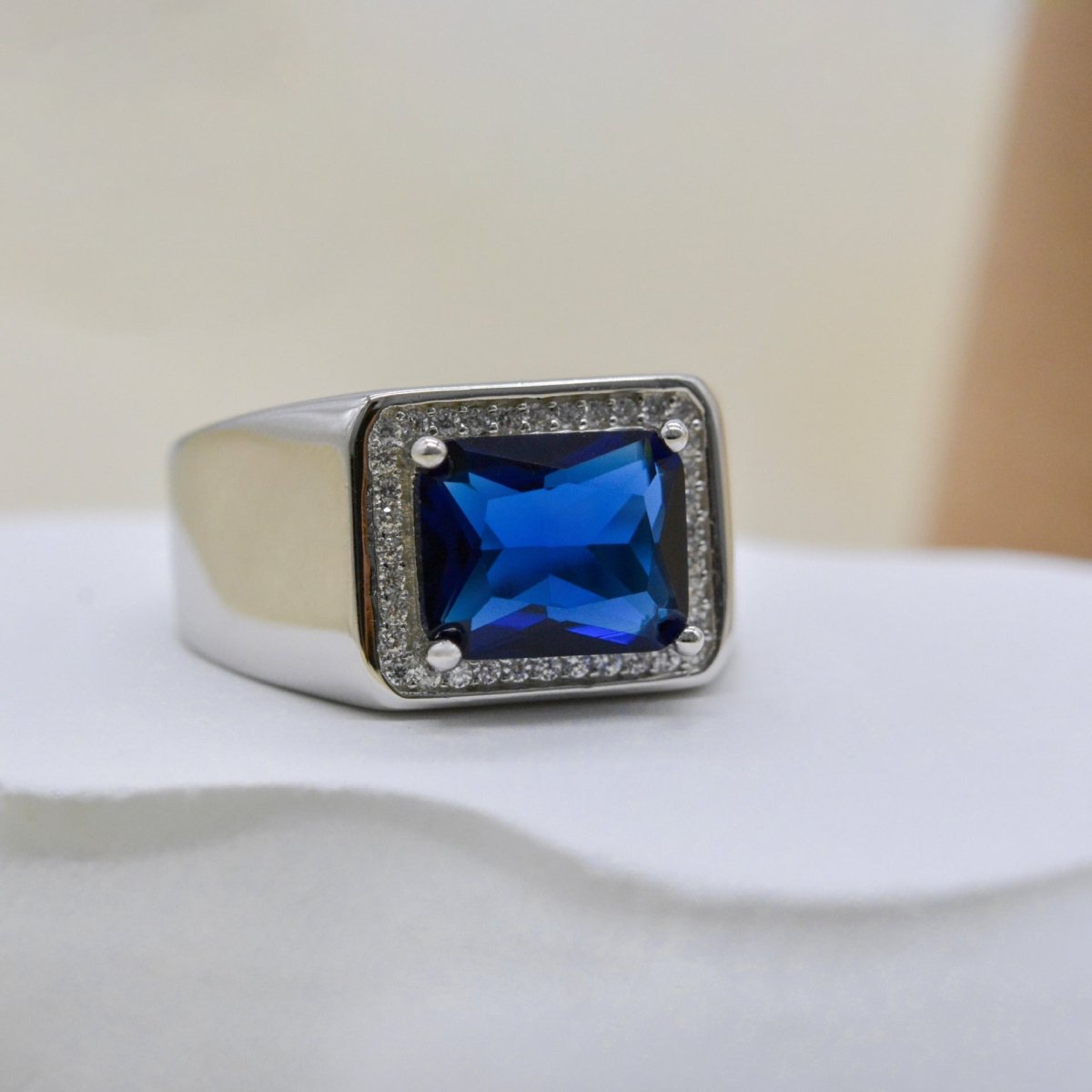 Fashionable All - match High - grade Blue Gemstone Women's Ring - AmiraMart
