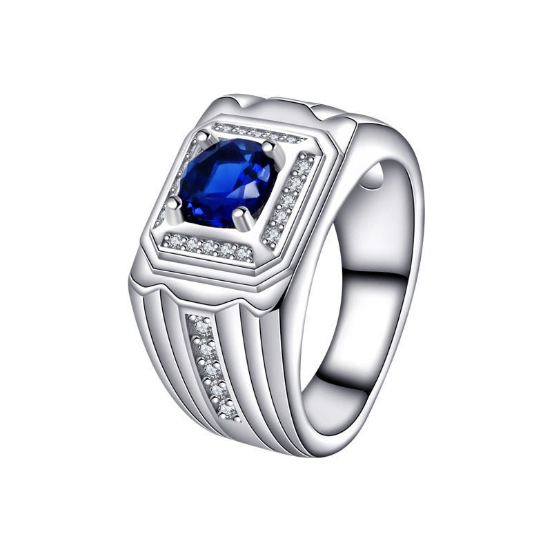 Fashionable All - match High - grade Blue Gemstone Women's Ring - AmiraMart
