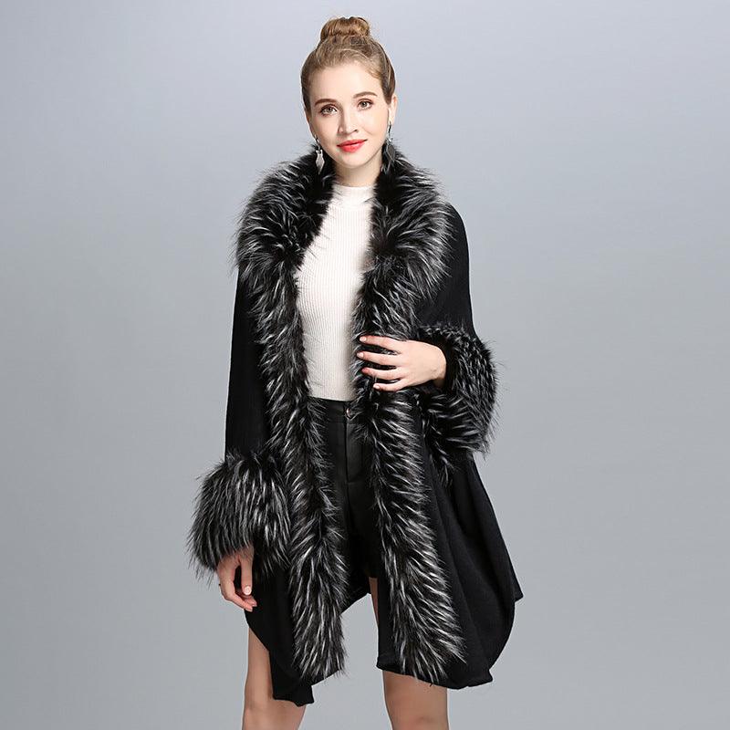 Faux Fur Cape Cape Women's Coat - AmiraMart