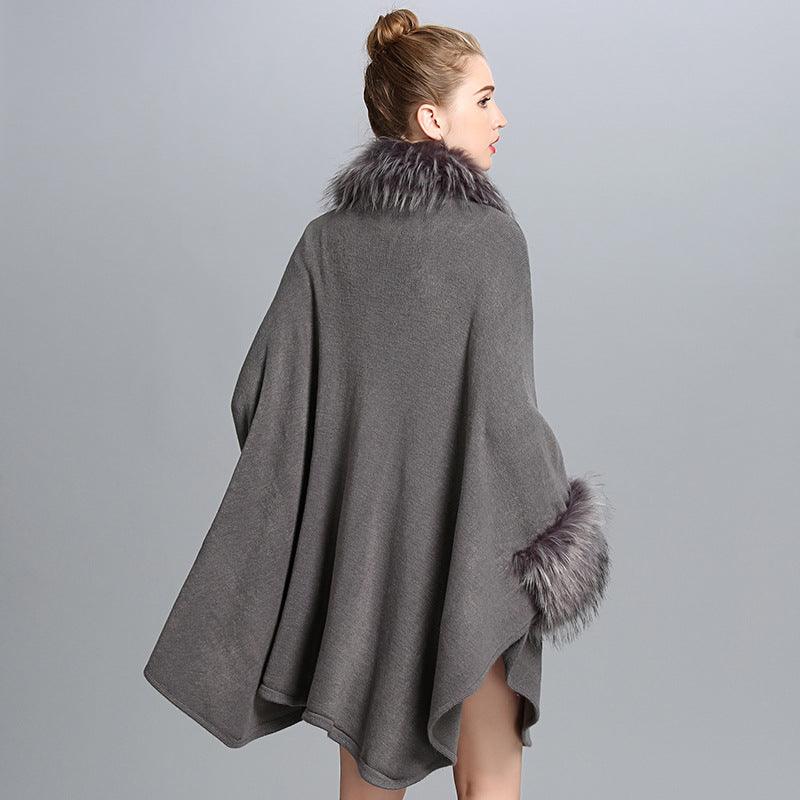 Faux Fur Cape Cape Women's Coat - AmiraMart
