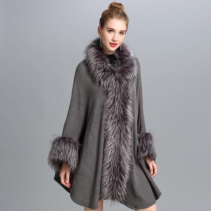Faux Fur Cape Cape Women's Coat - AmiraMart