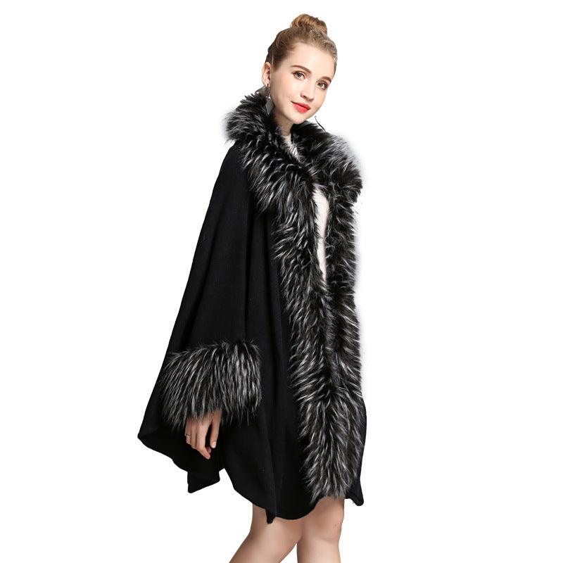 Faux Fur Cape Cape Women's Coat - AmiraMart