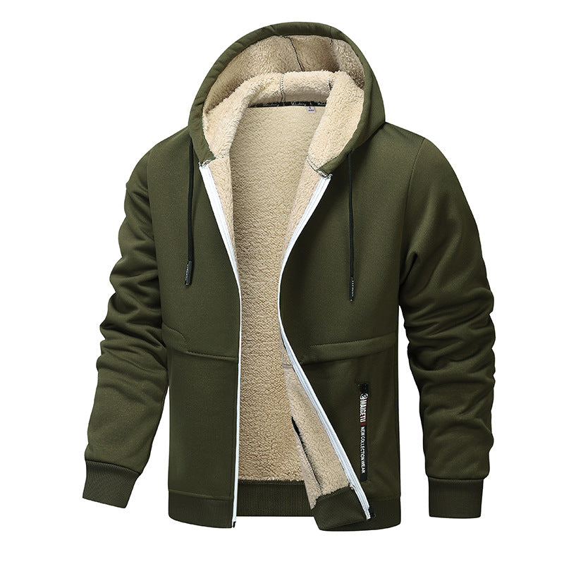 Thick Sherpa Lined Hooded Zipper Jacket - AmiraMart