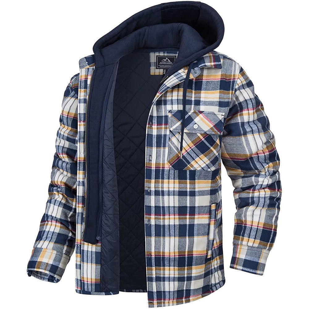 Plaid jacket with a hood on a white background