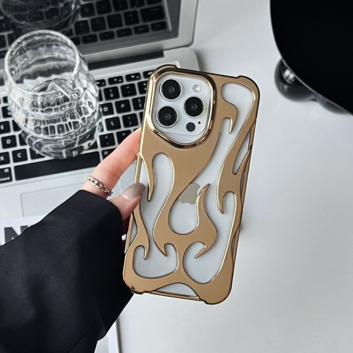 Flame Pattern Phone Case – Electroplated & Heat Dissipation - AmiraMart