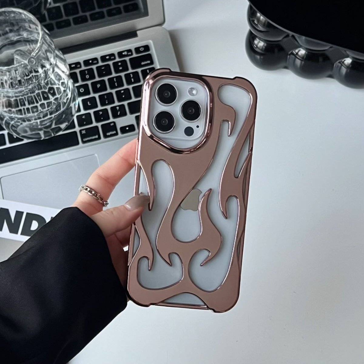Flame Pattern Phone Case – Electroplated & Heat Dissipation - AmiraMart