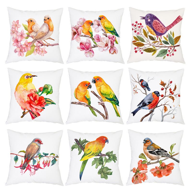 Flannel Print Nordic Bird Pattern Pillowcase - AmiraMart