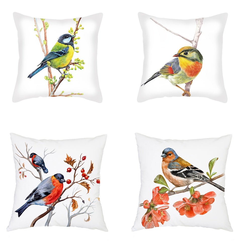 Flannel Print Nordic Bird Pattern Pillowcase - AmiraMart