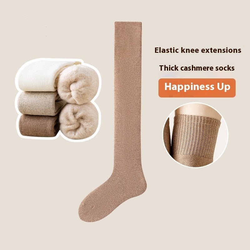 Fleece - Lined Cashmere Over Knee Socks - AmiraMart
