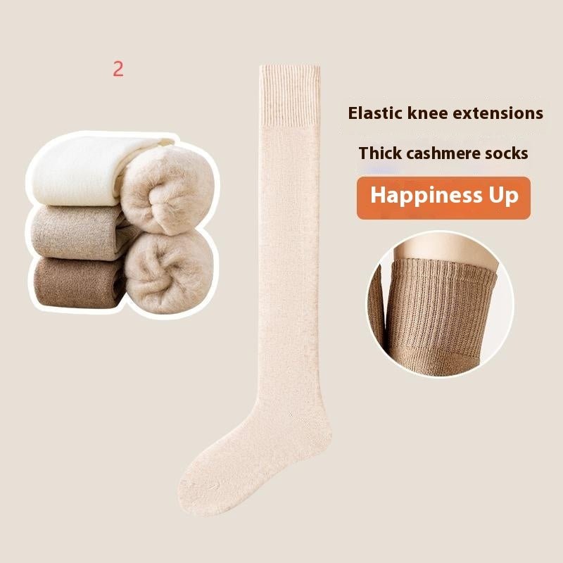 Fleece - Lined Cashmere Over Knee Socks - AmiraMart