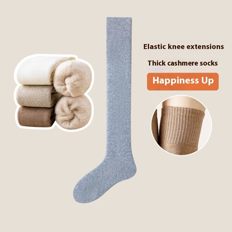 Fleece - Lined Cashmere Over Knee Socks - AmiraMart