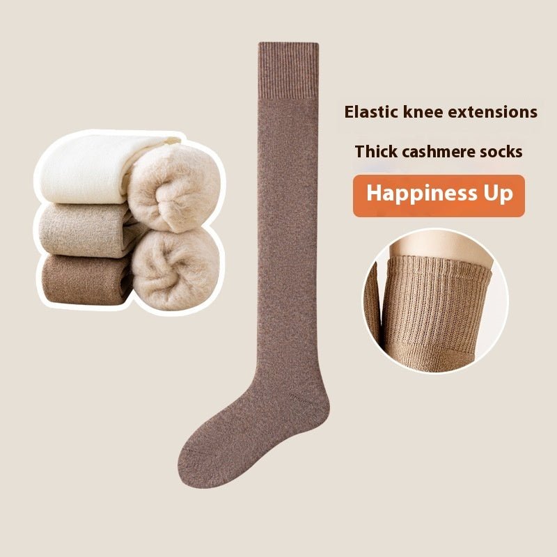 Fleece - Lined Cashmere Over Knee Socks - AmiraMart