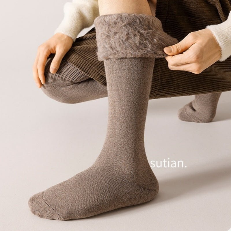Fleece - Lined Cashmere Over Knee Socks - AmiraMart