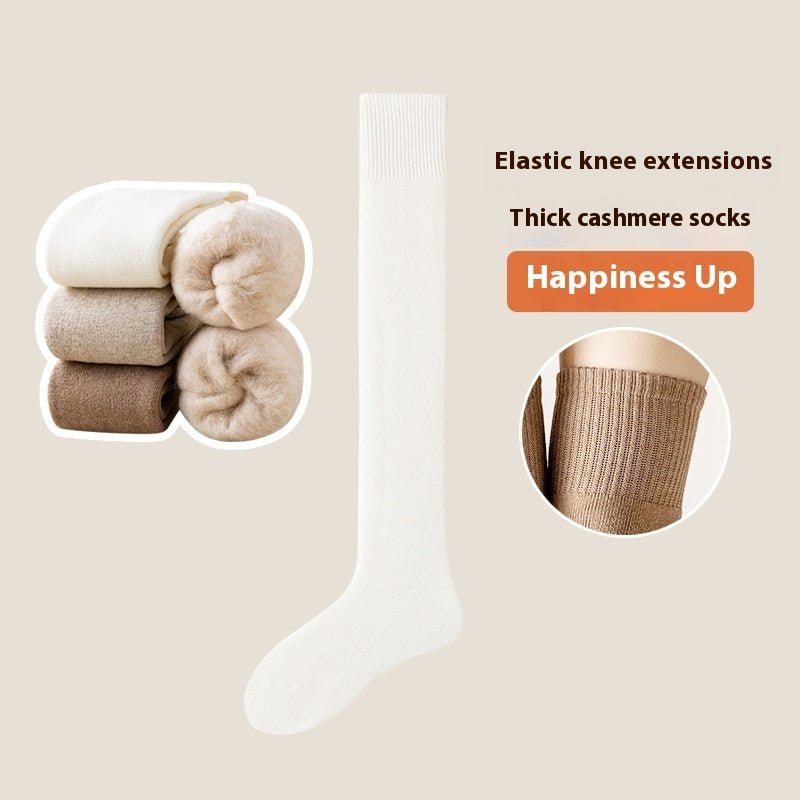 Fleece - Lined Cashmere Over Knee Socks - AmiraMart