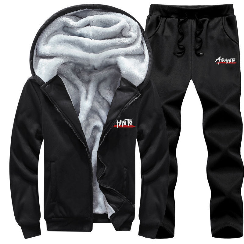 Fleece - lined Casual Sports Suit Autumn And Winter - AmiraMart