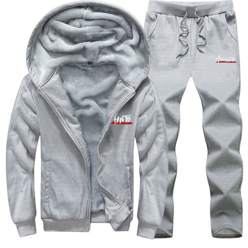 Fleece - lined Casual Sports Suit Autumn And Winter - AmiraMart