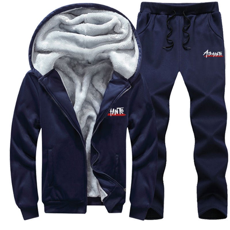 Fleece - lined Casual Sports Suit Autumn And Winter - AmiraMart