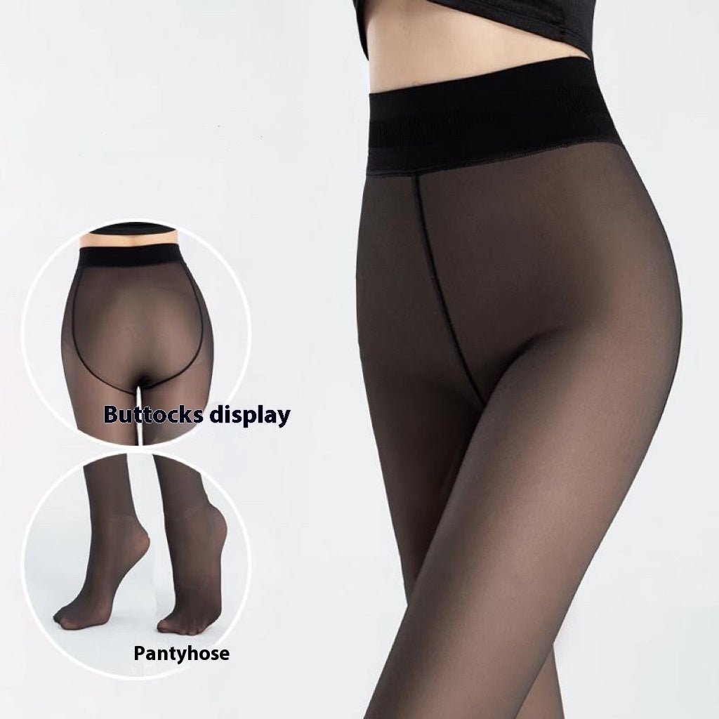 Fleece - Lined See - Through Leggings with Socks - AmiraMart