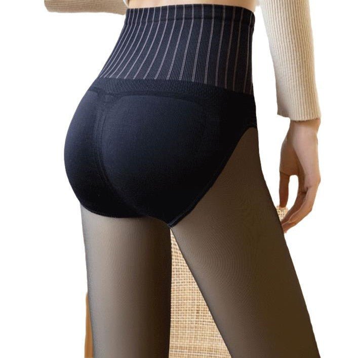 Fleece - Lined See - Through Leggings with Socks - AmiraMart