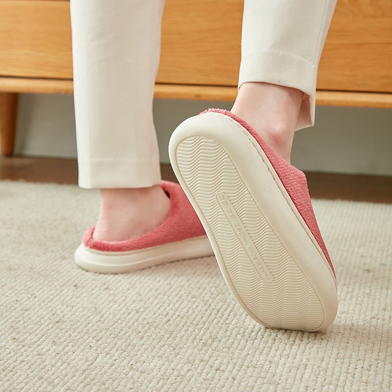 Fleece - lined Thickened Cotton Slippers Platform - AmiraMart