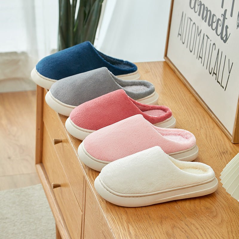 Fleece - lined Thickened Cotton Slippers Platform - AmiraMart