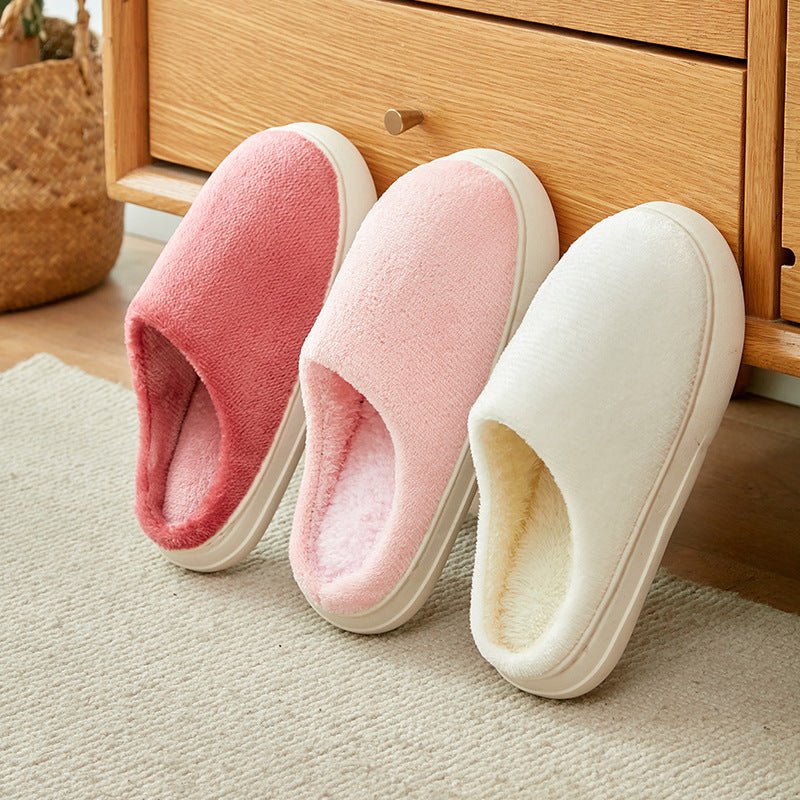 Fleece - lined Thickened Cotton Slippers Platform - AmiraMart