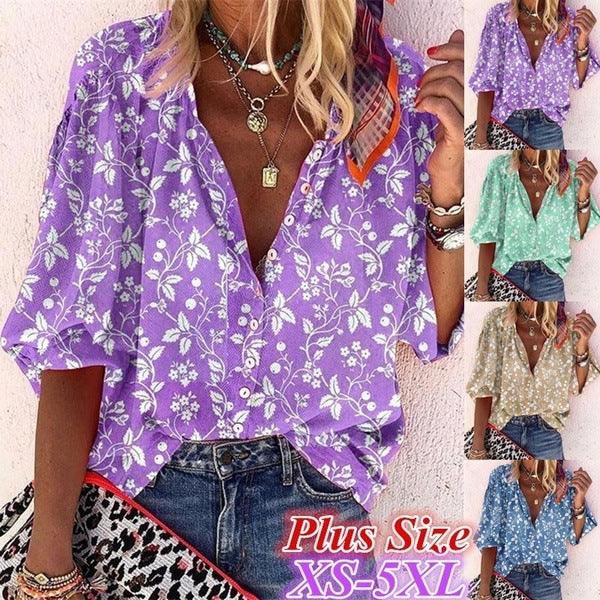 Floral V - neck shirt - AmiraMart