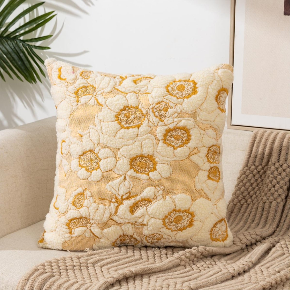 Flower Embroidery Pillow Cover Pastoral Style - AmiraMart