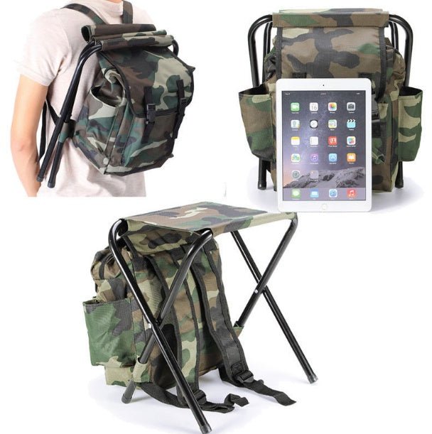 Folding chair outdoor leisure portable folding fishing stool hiking backpack - AmiraMart