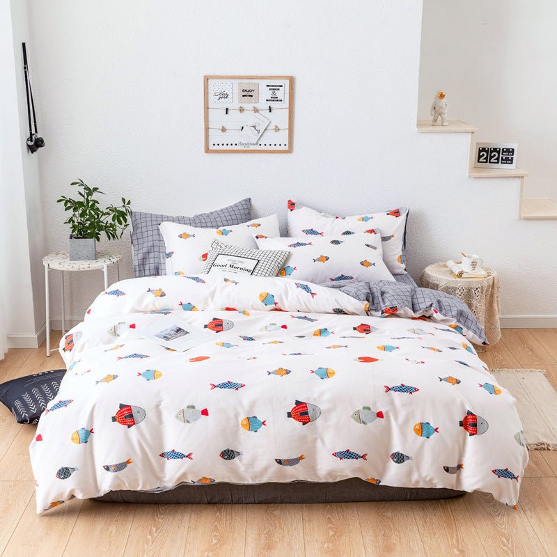 Four - piece Combed Long - staple Cotton Simple Bedding Student Kit - AmiraMart
