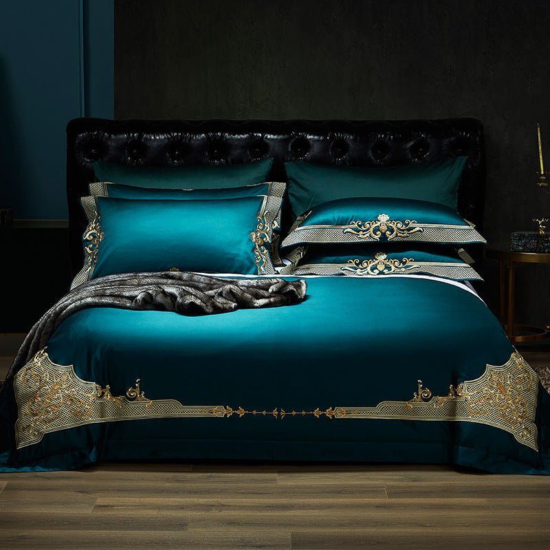 Four - piece Luxury Burgundy Wedding Bed - AmiraMart