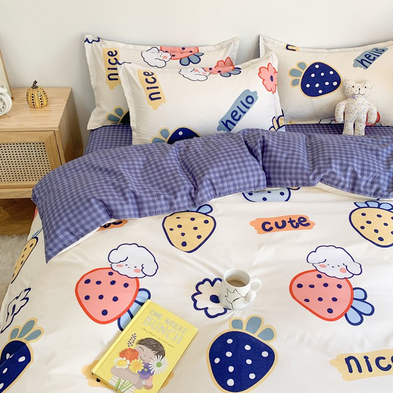 Four Piece Set Of Cute Cartoon Bed Sheets - AmiraMart