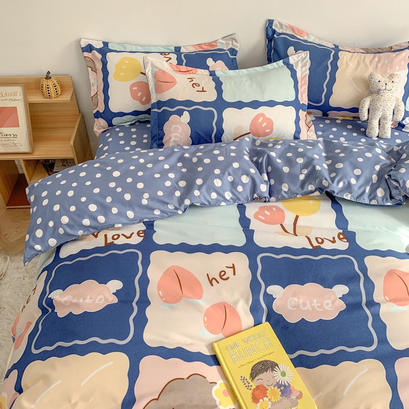 Four Piece Set Of Cute Cartoon Bed Sheets - AmiraMart