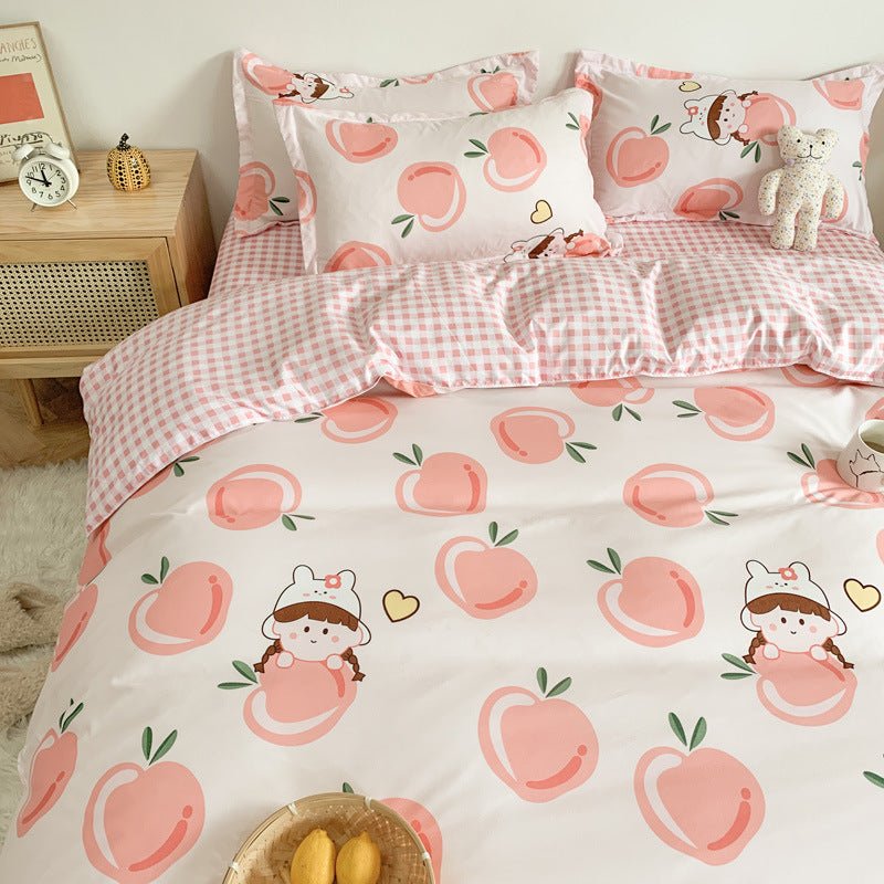 Four Piece Set Of Cute Cartoon Bed Sheets - AmiraMart