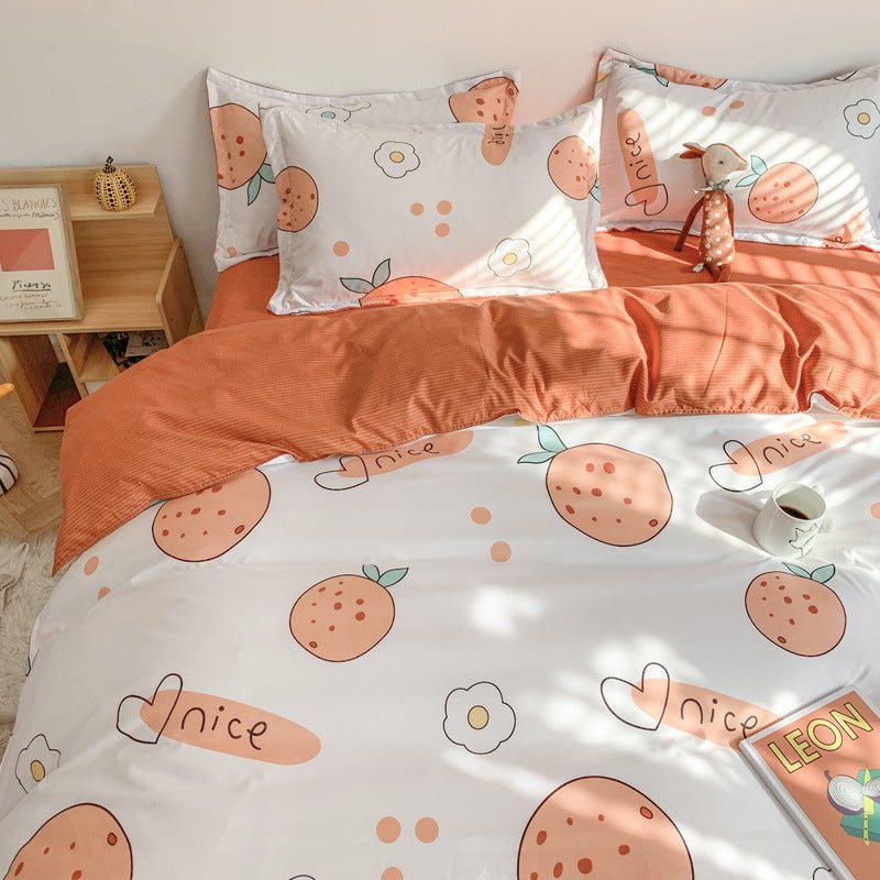 Four Piece Set Of Cute Cartoon Bed Sheets - AmiraMart