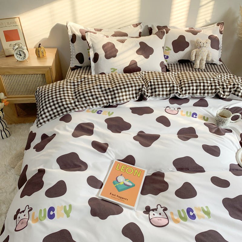 Four Piece Set Of Cute Cartoon Bed Sheets - AmiraMart