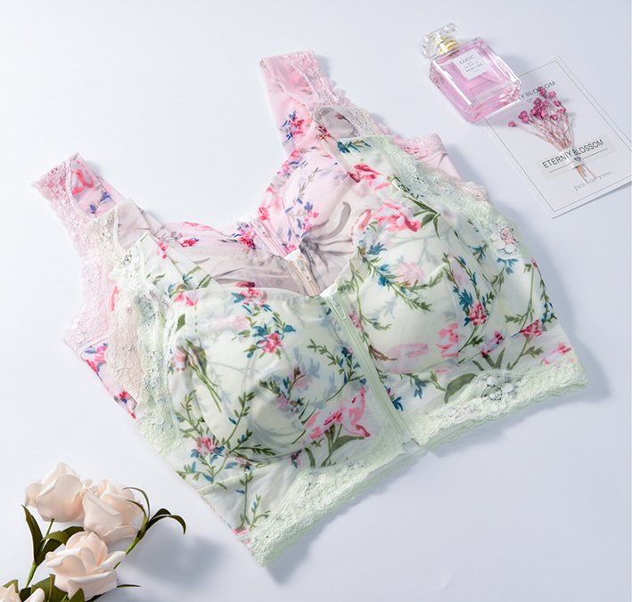 Front button zipper middle - aged women bra - AmiraMart