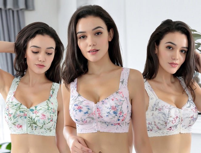 Front button zipper middle - aged women bra - AmiraMart