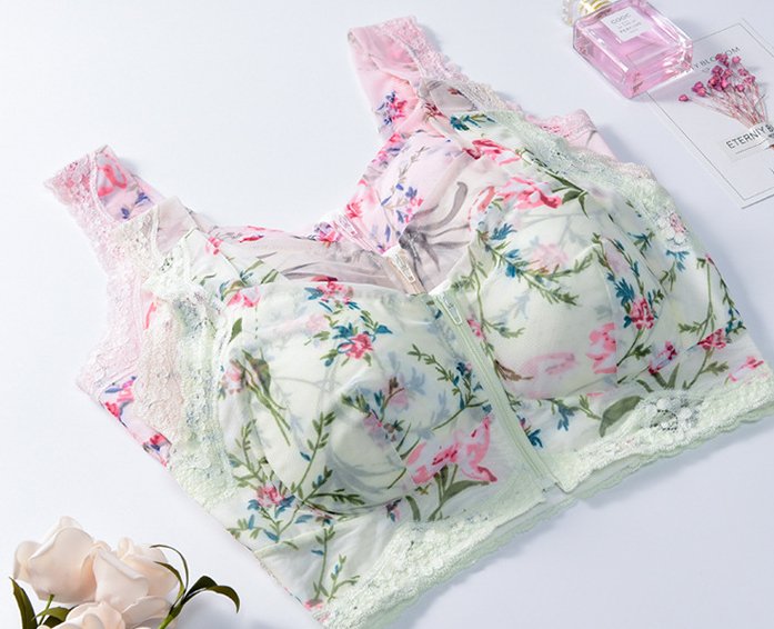 Front button zipper middle - aged women bra - AmiraMart