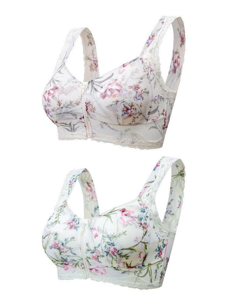 Front button zipper middle - aged women bra - AmiraMart