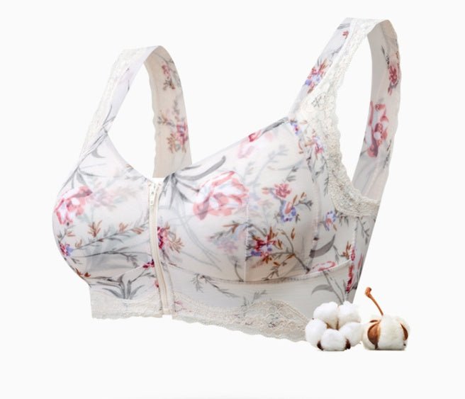 Front button zipper middle - aged women bra - AmiraMart