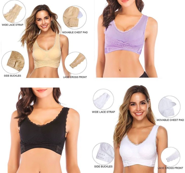 Front Cross Sports Bra – Side Buckle & Wireless - AmiraMart