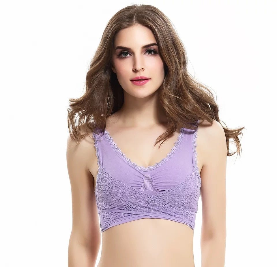 Front Cross Sports Bra – Side Buckle & Wireless - AmiraMart