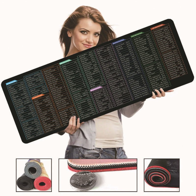 Full English Shortcut Keys Super Large Stain - resistant Office Mouse Mat - AmiraMart