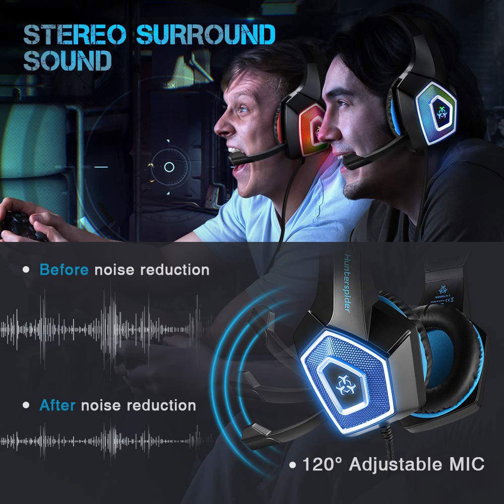 Gaming Headset RGB Lighted Wired Headset - AmiraMart