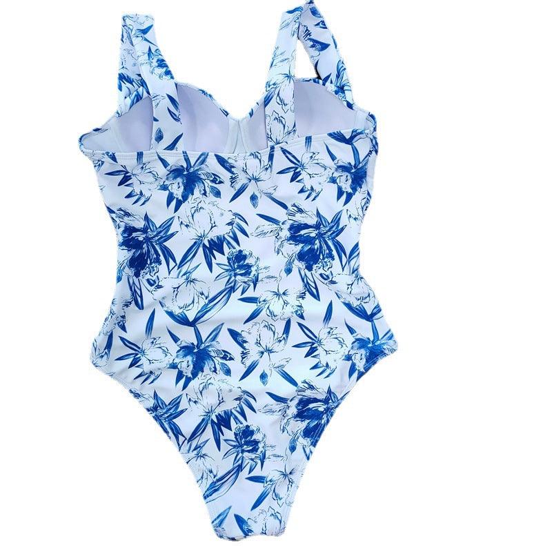 Gather Thin Flab Hiding One - piece Ladies Swimsuit - AmiraMart