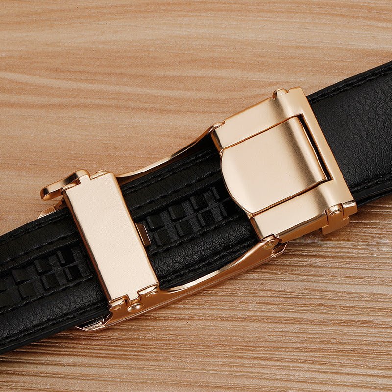 Genuine Leather Cowhide Belt With Automatic Buckle Belt - AmiraMart