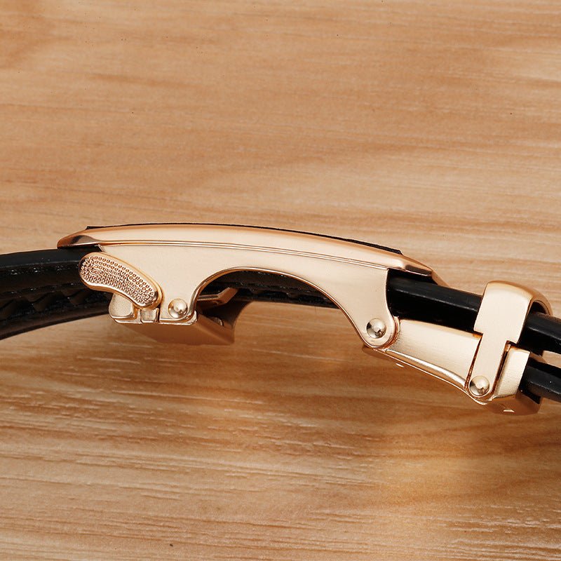 Genuine Leather Cowhide Belt With Automatic Buckle Belt - AmiraMart