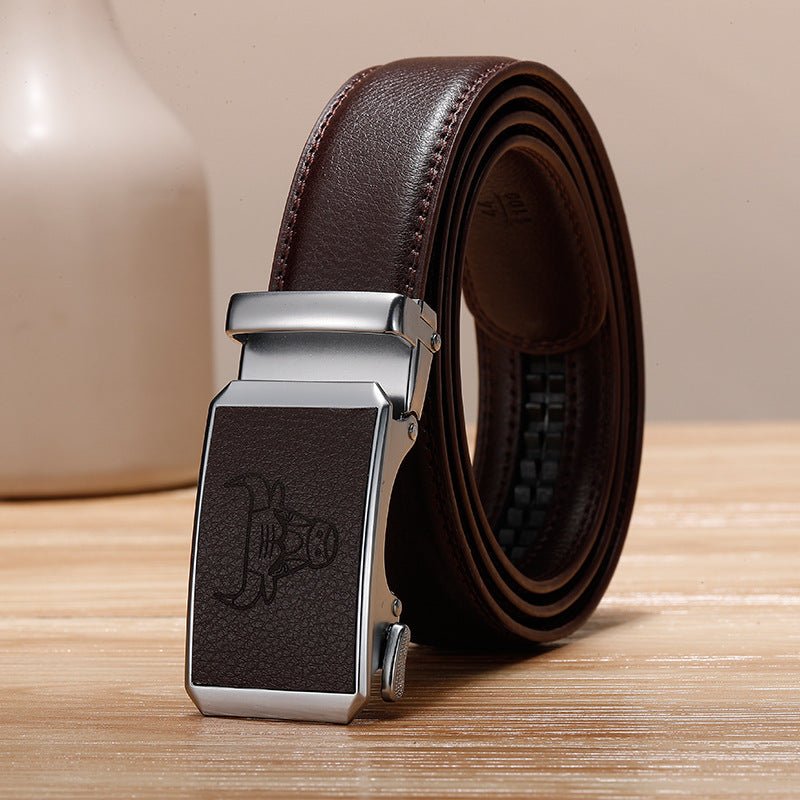 Genuine Leather Cowhide Belt With Automatic Buckle Belt - AmiraMart